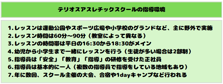 テリオスアスレチックスクールの指導環境
